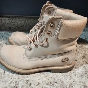 Timberland Light Tan Pink Leather Boots 7